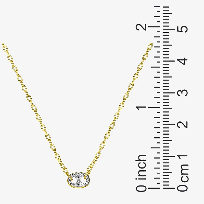 Sparkle Allure Womens White Diamond Accent Pure Silver Over Bronze Oval 18 Inch Pendant Necklace