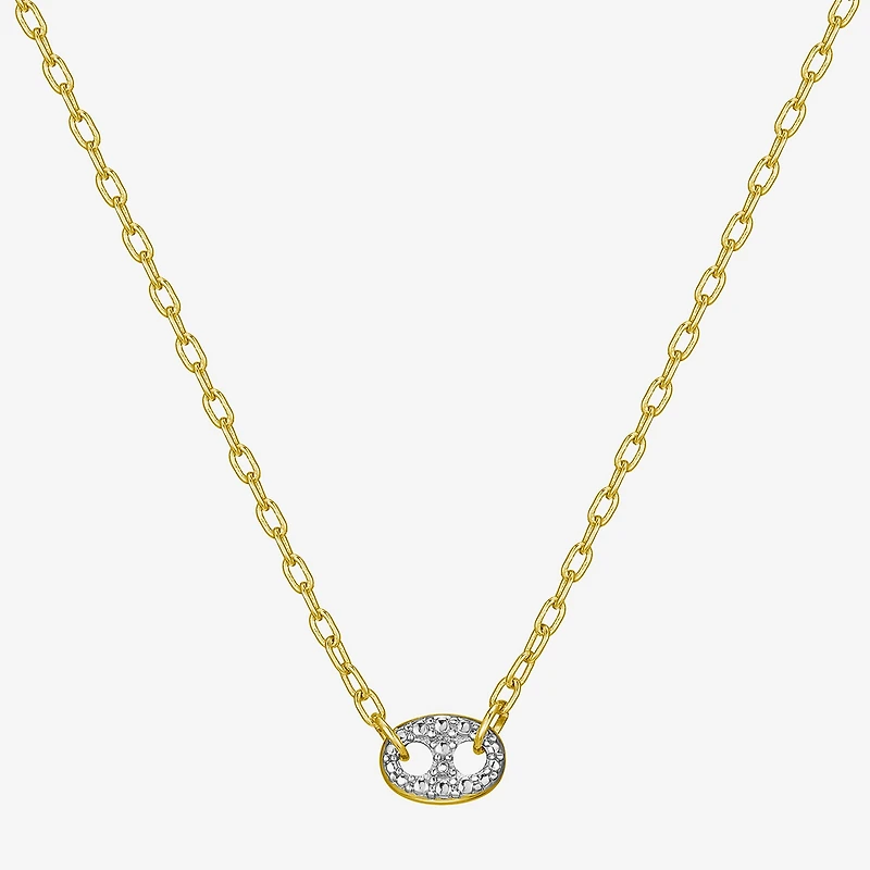 Sparkle Allure Womens White Diamond Accent Pure Silver Over Bronze Oval 18 Inch Pendant Necklace