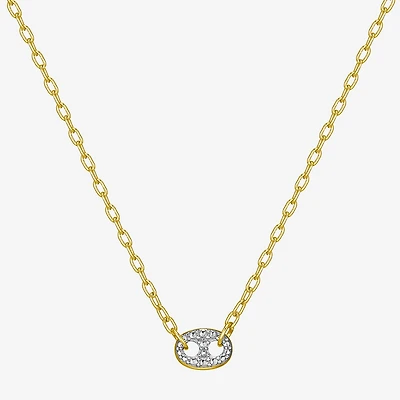 Sparkle Allure Womens White Diamond Accent Pure Silver Over Bronze Oval 18 Inch Pendant Necklace