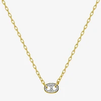 Sparkle Allure Womens White Diamond Accent Pure Silver Over Bronze Oval 18 Inch Pendant Necklace