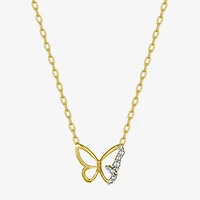 Sparkle Allure Womens White Diamond Accent Pure Silver Over Bronze Butterfly 18 Inch Pendant Necklace