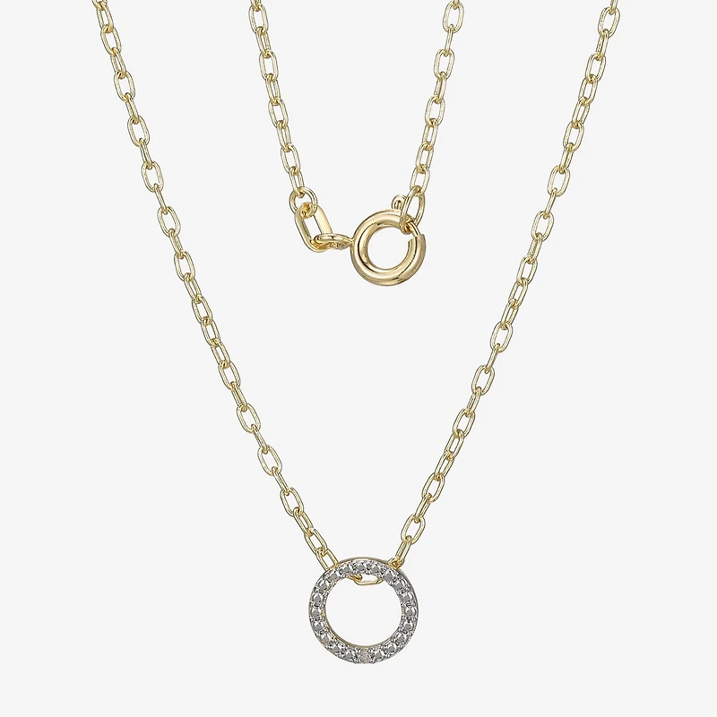 Sparkle Allure Womens White Diamond Accent Pure Silver Over Bronze Round 18 Inch Pendant Necklace
