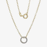 Sparkle Allure Womens White Diamond Accent Pure Silver Over Bronze Round 18 Inch Pendant Necklace