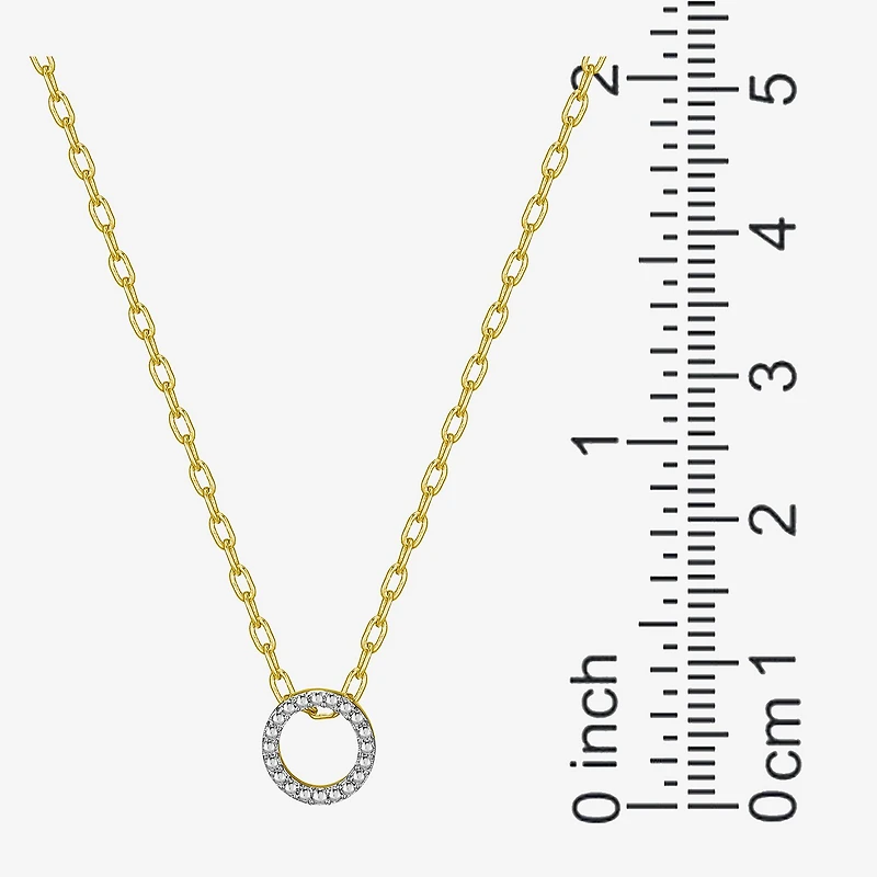 Sparkle Allure Womens White Diamond Accent Pure Silver Over Bronze Round 18 Inch Pendant Necklace