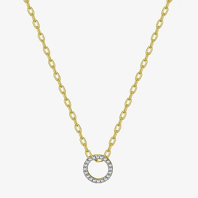 Sparkle Allure Womens White Diamond Accent Pure Silver Over Bronze Round 18 Inch Pendant Necklace