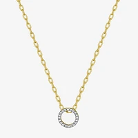Sparkle Allure Womens White Diamond Accent Pure Silver Over Bronze Round 18 Inch Pendant Necklace