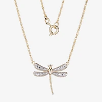 Sparkle Allure Dragonfly Womens White Diamond Accent Pure Silver Over Bronze 18 Inch Pendant Necklace