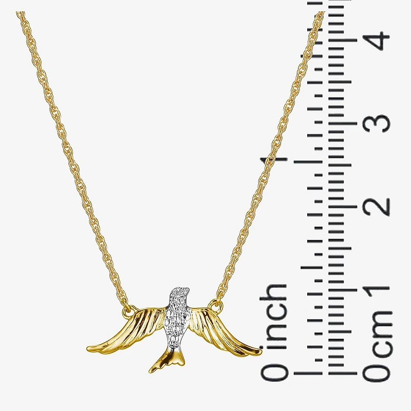 Sparkle Allure Bird Womens White Diamond Accent Pure Silver Over Bronze 18 Inch Pendant Necklace