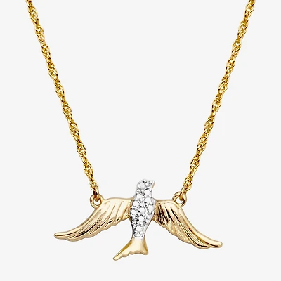 Sparkle Allure Bird Womens White Diamond Accent Pure Silver Over Bronze 18 Inch Pendant Necklace