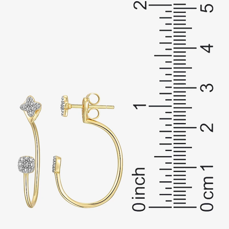 Sparkle Allure Womens White Diamond Accent Pure Silver Over Bronze Clover Earring Jackets