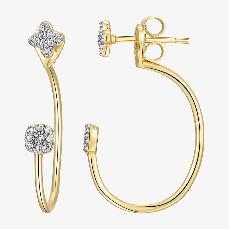 Sparkle Allure Womens White Diamond Accent Pure Silver Over Bronze Clover Earring Jackets