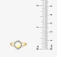 Sparkle Allure Womens White Diamond Accent Round Signet Ring