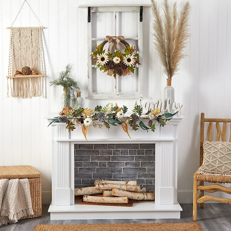 Nearly Natural 20" Autumn Faux With Bow Wreath