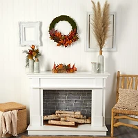 Nearly Natural 20" Faux Maple Leaf & Berries Wreath