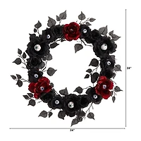 Nearly Natural 24" Eyeball Rose Halloween Faux Wreath