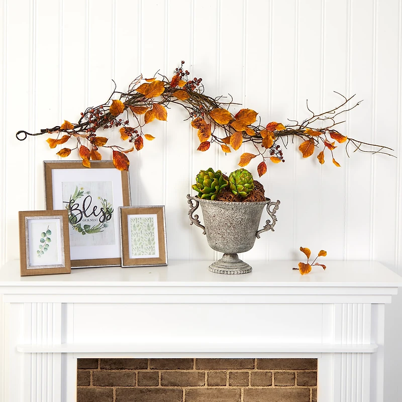 Nearly Natural Artificial Foliage Thanksgiving Indoor Garland