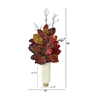 Nearly Natural 38" Faux Magnolia Leaf & Berry Artificial Plant