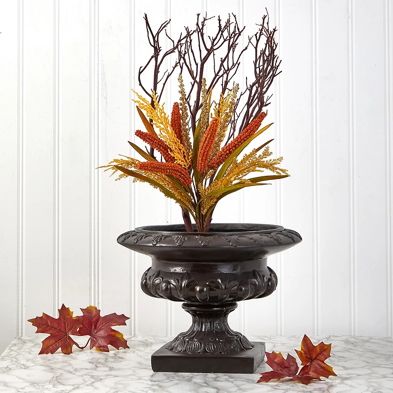 Nearly Natural Set Of 3 Sorghum Art Bush Artificial Flowers