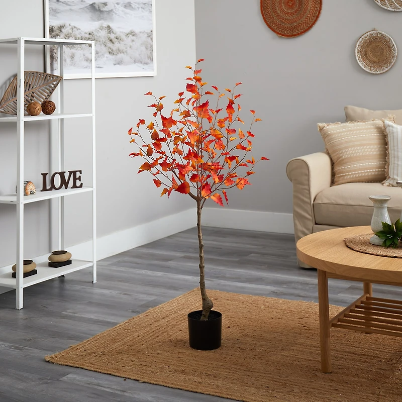 Nearly Natural 4ft Fall Birch Autumn Artificial Plant