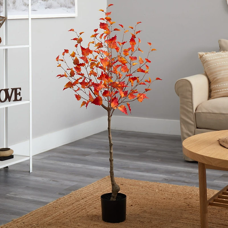 Nearly Natural 4ft Fall Birch Autumn Artificial Plant