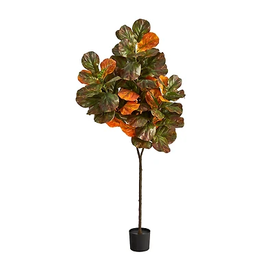 Nearly Natural 6ft Autumn Fiddle Leaf Artificial Plant