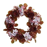 Nearly Natural 22" Fall Hydrangea & Rose Faux Wreath