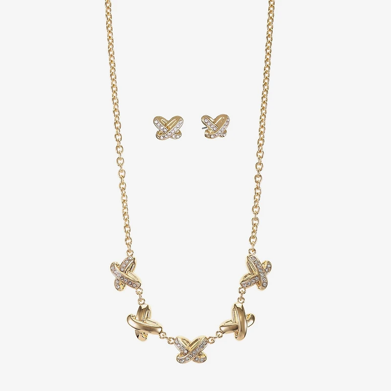 Liz Claiborne Collar Necklace And Stud Earring Womens Glass 2-pc. Jewelry Set