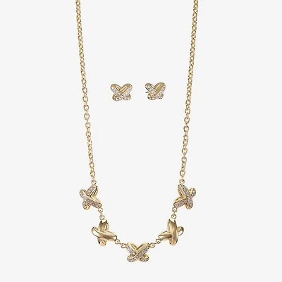 Liz Claiborne Collar Necklace And Stud Earring Womens Glass 2-pc. Jewelry Set