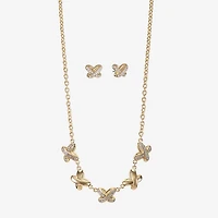 Liz Claiborne Collar Necklace And Stud Earring Womens Glass 2-pc. Jewelry Set