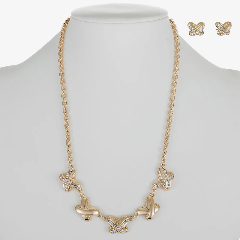 Liz Claiborne Collar Necklace And Stud Earring Womens Glass 2-pc. Jewelry Set