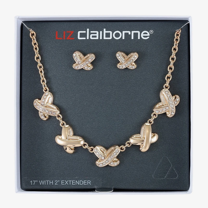 Liz Claiborne Collar Necklace And Stud Earring Womens Glass 2-pc. Jewelry Set