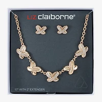 Liz Claiborne Collar Necklace And Stud Earring Womens Glass 2-pc. Jewelry Set