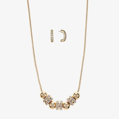 Liz Claiborne Collar Necklace And Hoop Earring Womens Glass 2-pc. Jewelry Set