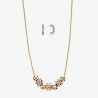 Liz Claiborne Collar Necklace And Hoop Earring Womens Glass 2-pc. Jewelry Set