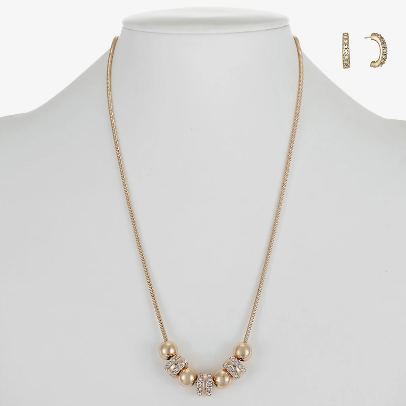 Liz Claiborne Collar Necklace And Hoop Earring Womens Glass 2-pc. Jewelry Set