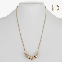 Liz Claiborne Collar Necklace And Hoop Earring Womens Glass 2-pc. Jewelry Set
