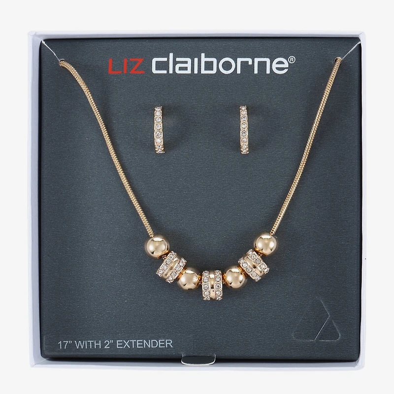 Liz Claiborne Collar Necklace And Hoop Earring Womens Glass 2-pc. Jewelry Set