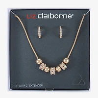 Liz Claiborne Collar Necklace And Hoop Earring Womens Glass 2-pc. Jewelry Set