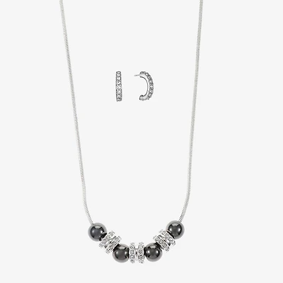 Liz Claiborne Collar Necklace And Hoop Earring Womens Glass 2-pc. Jewelry Set
