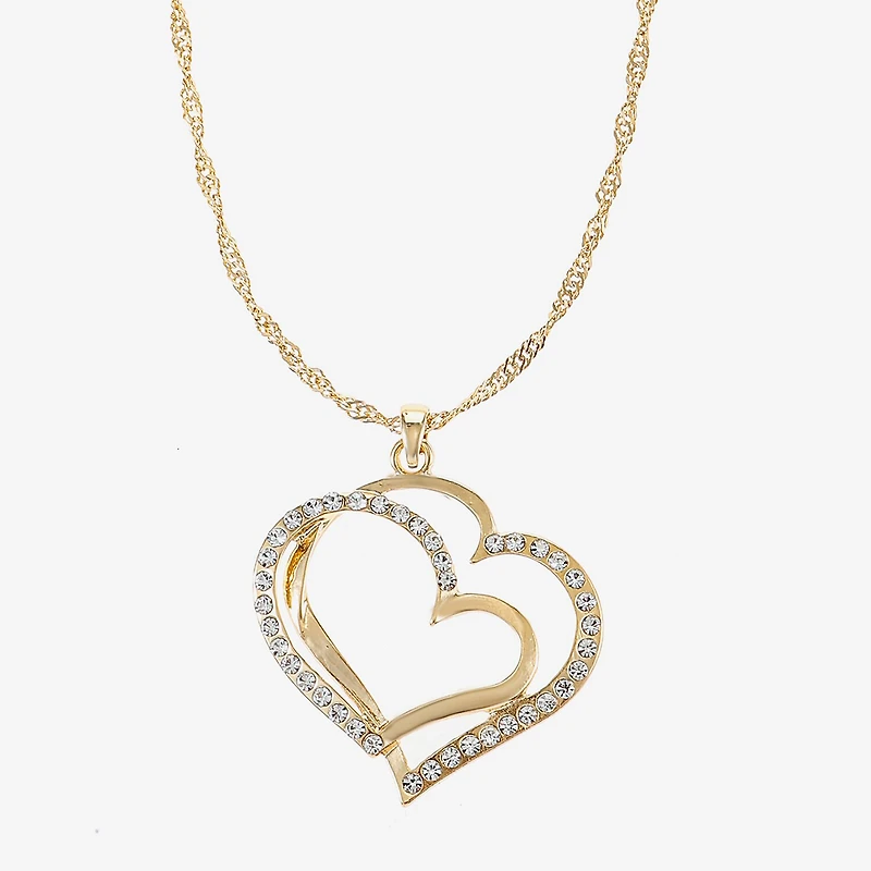 Liz Claiborne Pendant Necklace And Drop Earring Womens Glass Heart 2-pc. Jewelry Set
