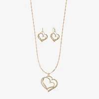 Liz Claiborne Pendant Necklace And Drop Earring Womens Glass Heart 2-pc. Jewelry Set
