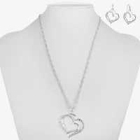 Liz Claiborne Pendant Necklace And Drop Earring Womens Glass Heart 2-pc. Jewelry Set