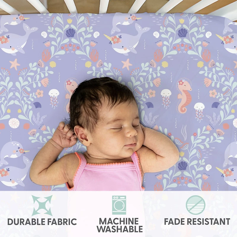 The Peanutshell Ocean Girl 4-pc. Nintendo Crib Sheet