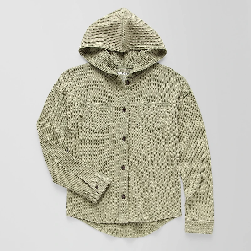Thereabouts Waffle Little & Big Kid Girls Ultra Lightweight Shirt Jacket