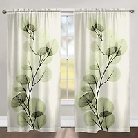Laural Home Green X-Ray Of Eucalyptus Leaves Rod Pocket Sheer Single Curtain Panel