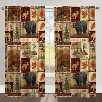 Laural Home Lodge Collage Rod Pocket Light-Filtering Single Curtain Panel