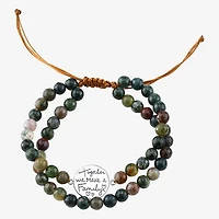 Footnotes Family Womens Multi Color Jasper Round Beaded Bracelet