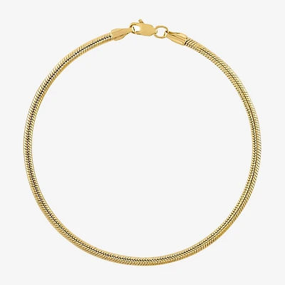 Unisex Adult 10K Gold Solid Snake Chain Bracelet