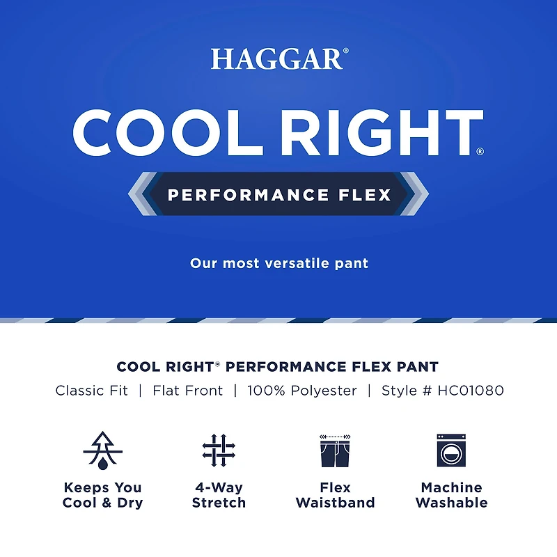 Haggar Cool Right Performance Flex Mens Classic Fit Flat Front Pant
