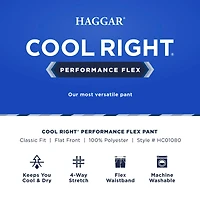 Haggar Cool Right Performance Flex Mens Classic Fit Flat Front Pant